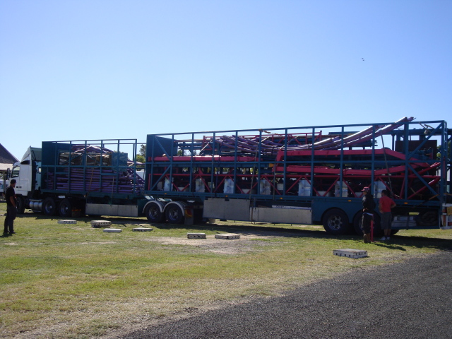 B-Double carrying dip track, towers and light bridge